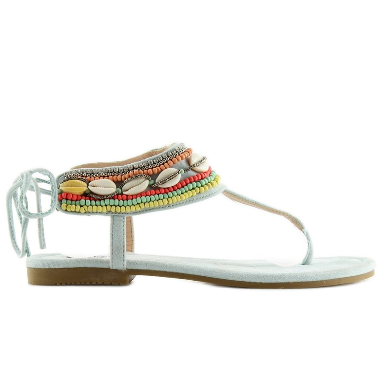 Blaue Sandalen mit Perlen 8241 L.BLUE II-GAT mehrfarbig