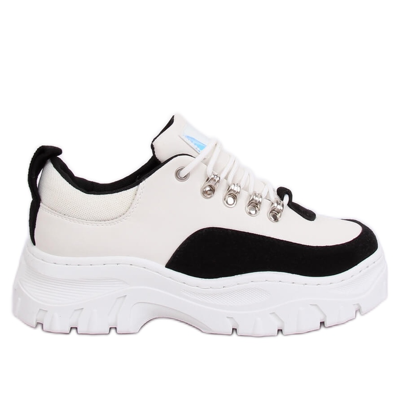 Schwarz-weiße Schuhe mit hohen Sohlen PF5329 Schwarz