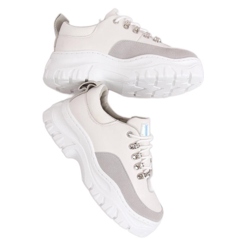 Schuhe mit hohen Sohlen, weiß und grau PF5329 Grey