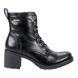 VINCEZA Schwarze Schnürstiefel