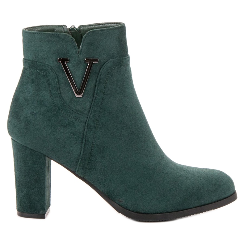 Vinceza Wildleder Booties auf einer Bar grün