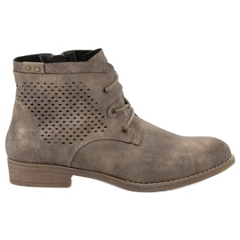 Groto Gogo Khaki durchbrochene Stiefeletten mehrfarbig grün