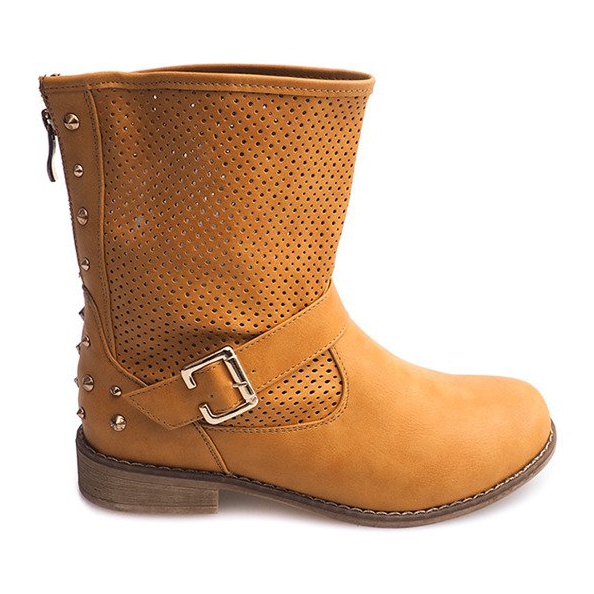 Durchbrochene Stiefel mit Reißverschluss TLT1302 Camel braun