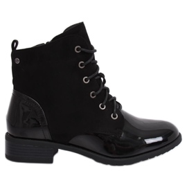 Schwarze Schnürstiefel B0-227 Schwarz