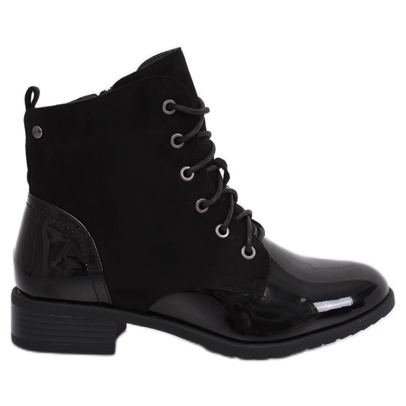 Schwarze Schnürstiefel B0-227 Schwarz