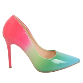 Mehrfarbige schattierte Pumps LE065 Rainbow Green II-GAT