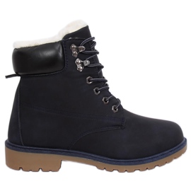 Marineblaue isolierte Holzstiefel für Damen 1121-PA DK.BLUE