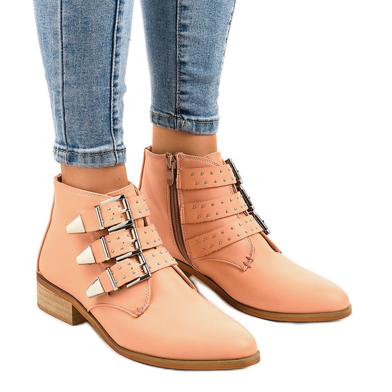 Rosa Stiefel mit A-263 Reißverschlussschnalle