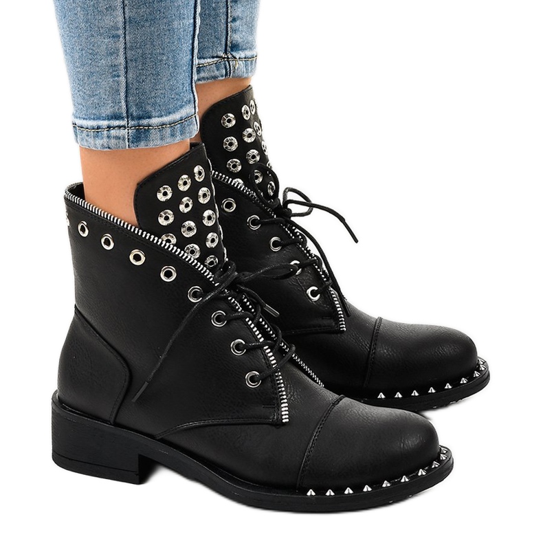 Schwarze Damenstiefel mit Reißverschluss BH132-KB