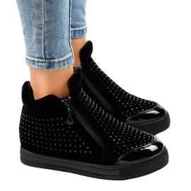 Schwarze Sneaker mit Keilabsatz und R51-1-Reißverschlüssen