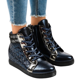 Marineblaue Sneakers auf dem Keil R468-1