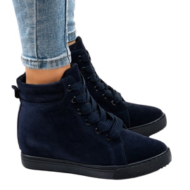 Marineblaue Sneakers mit Keilabsatz TL50-2