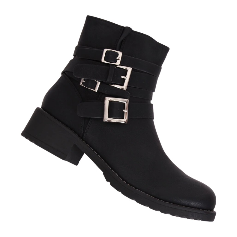 Schwarz Z100 Schwarze flache Damenstiefel