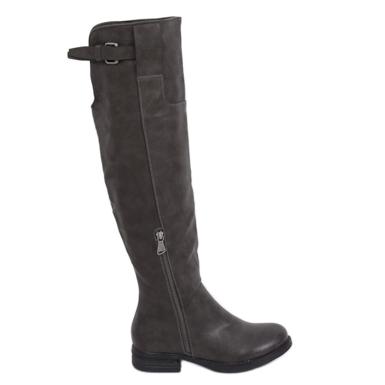 Graue Musketierstiefel F2075 Grau