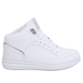 Weiße und silberne Sportschuhe mit hohem Knöchel 107-18 WHITE / SILVER