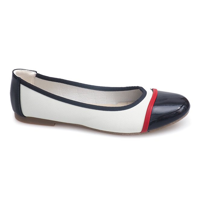 Lackierte Ballerinas 336 Weiß schwarz