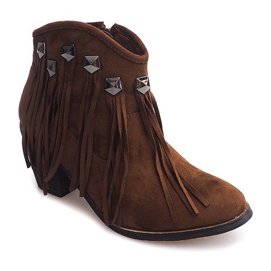 Kombinierte Stiefel Fringe Boho 99-105 Camel braun