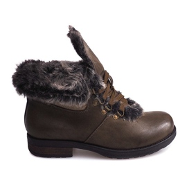 Warme Stiefel Jodhpurstiefel Pelz X467 Grün mehrfarbig