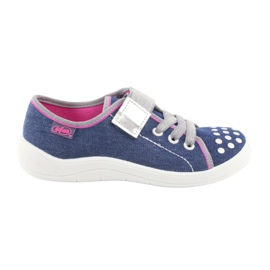 Befado Kinderschuhe 251Y109 Jeans marineblau rosa grau