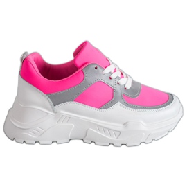 Ideal Shoes Neon-Sportschuhe weiß rosa mehrfarbig