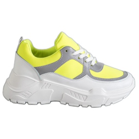 Ideal Shoes Neon-Sportschuhe weiß mehrfarbig gelb