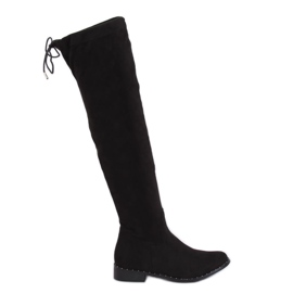 Schwarze Wildlederstiefel QT04P Schwarz