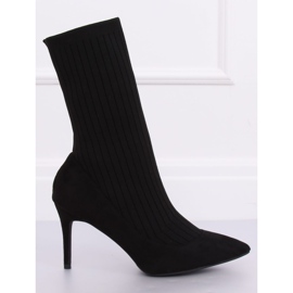 Schwarze Stiefel mit Sockenoberteil schwarz T5033 Schwarz