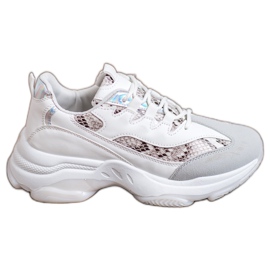 Kayla Gebundene Sneakers mit Schlangenprint weiß