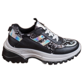 SHELOVET Schwarze Sneakers mit Schlangenmuster