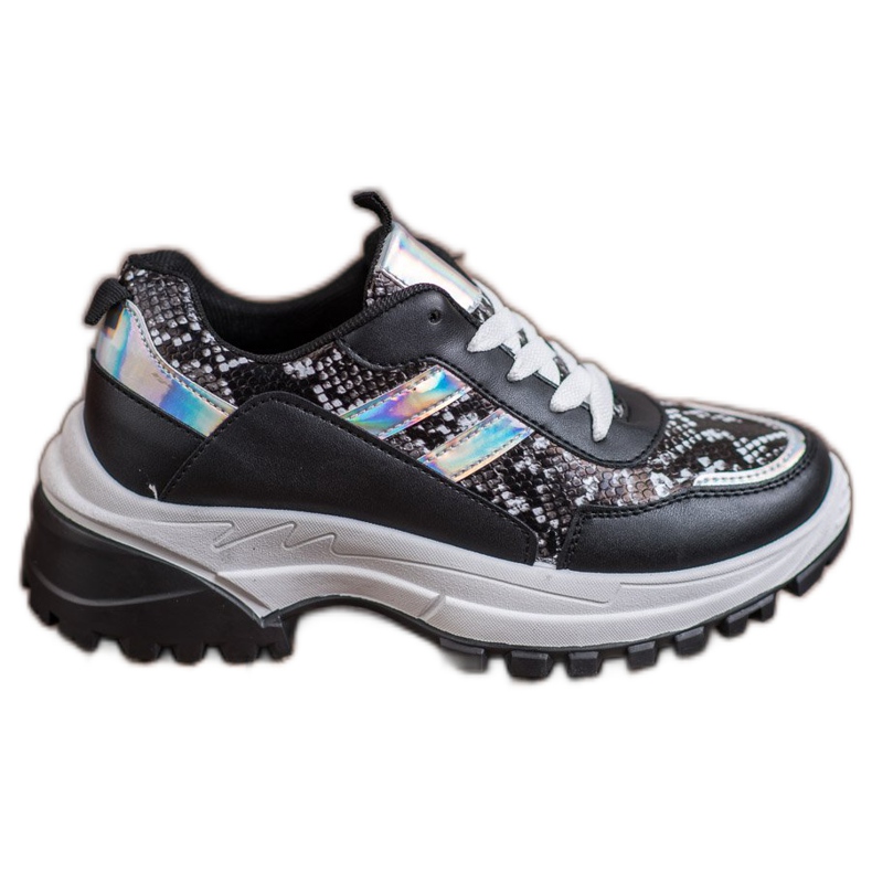 SHELOVET Schwarze Sneakers mit Schlangenmuster