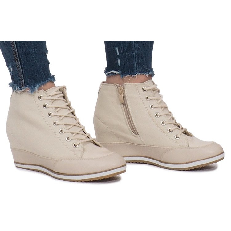 Beige Keil Turnschuhe Capucine Material