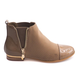 Durchbrochene Stiefel 60865-2 Khaki mehrfarbig grün