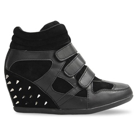 Sneakers mit Keilabsatz und Nieten 4515 Schwarz