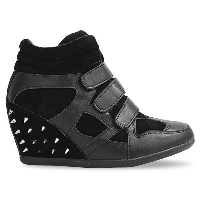 Sneakers mit Keilabsatz und Nieten 4515 Schwarz