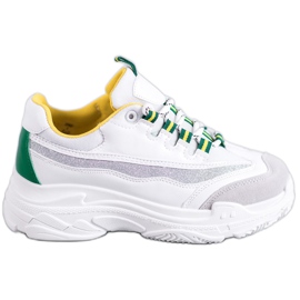 SHELOVET Weiße Sneaker mit Glitzer