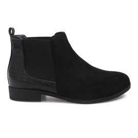 Wildleder Booties mit Lederelementen 99-225 Schwarz