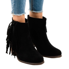 Schwarze Wildleder-Boho-Stiefel am FY8333-Pfosten