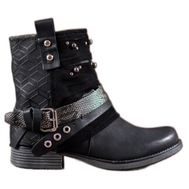 SHELOVET Stiefel mit Strasssteinen schwarz