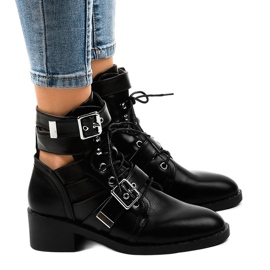 Schwarze Damenstiefel auf massiver T195-Sohle