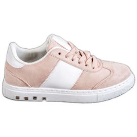 Emaks Sneakers mit Strasssteinen weiß rosa