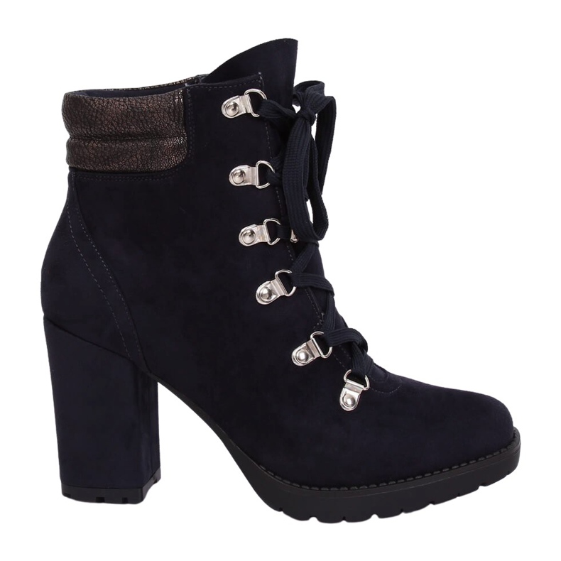 Marineblaue Holzstiefel 8992 Blau navy blau