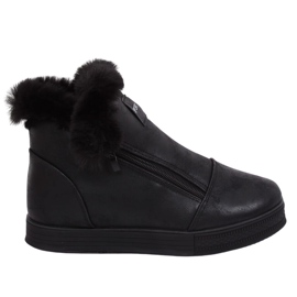 Schwarze knöchelhohe Sneakers mit Fell W19-29 Schwarz