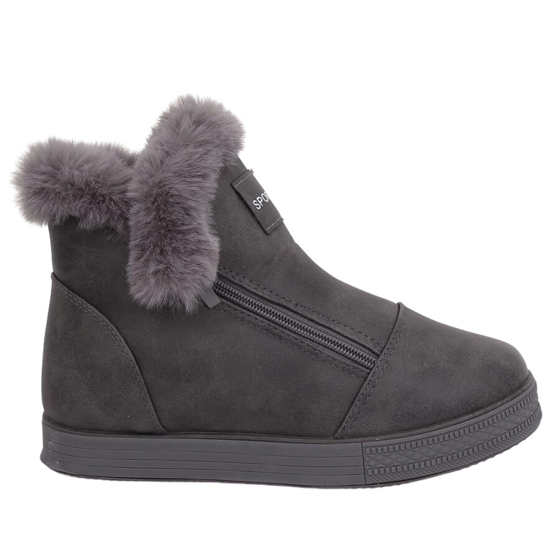 Graue knöchelhohe Sneakers mit Fell W19-29 Grau