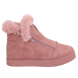 Pinke knöchelhohe Sneakers mit Fell W19-29 Pink rosa