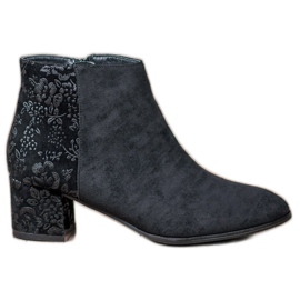 Filippo Wildlederstiefeletten mit Blumen schwarz