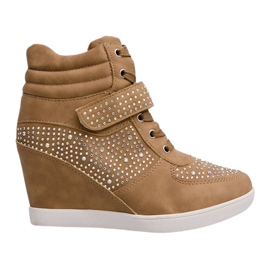 Sneakers Sneakers auf Keilstiefeln 3188 Khaki mehrfarbig grün