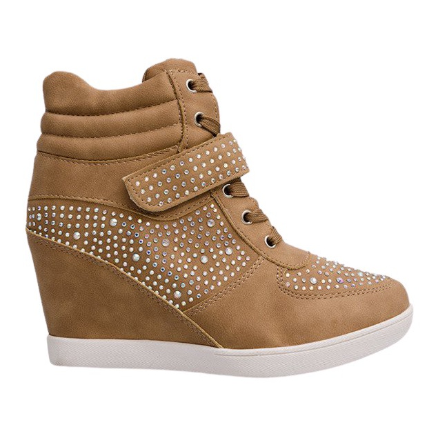 Sneakers Sneakers auf Keilstiefeln 3188 Khaki mehrfarbig grün