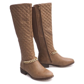 Gesteppte warme Stiefel 16072 Khaki mehrfarbig grün