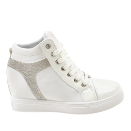 Weiße Keilsneaker mit Pailletten AN2959