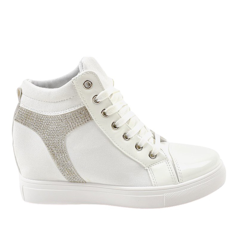 Weiße Keilsneaker mit Pailletten AN2959